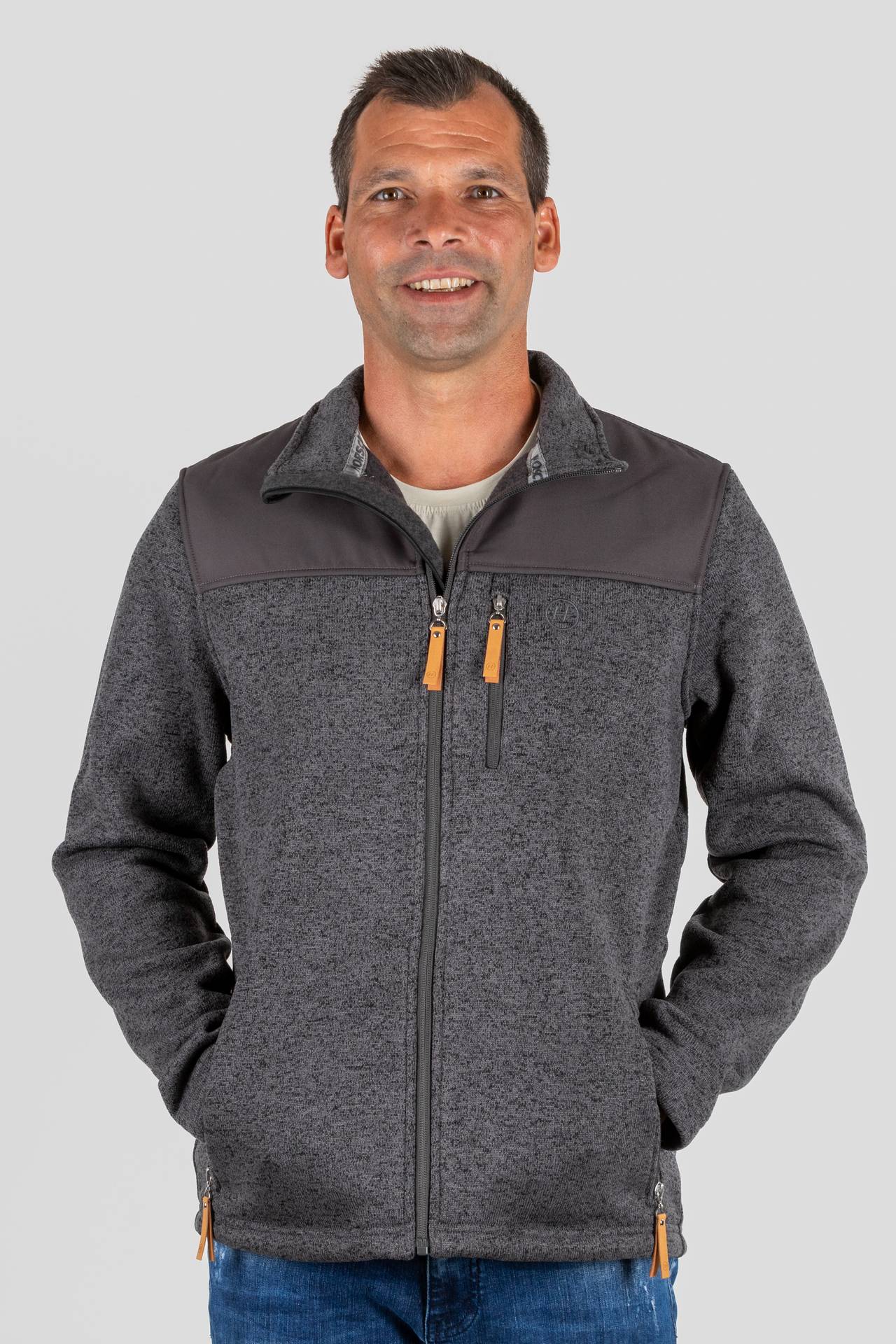Knitted fleece jacket anthracite men